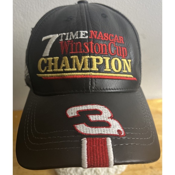Vintage Dale Earnhardt #3 7 Time Nascar Winston Cup Champion Chase Leather Hat - Picture 2 of 10
